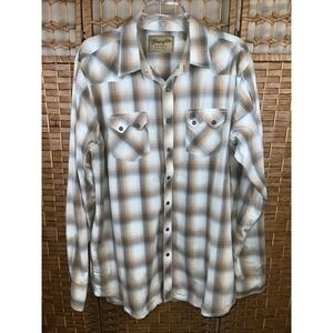 Wrangler Retro Western Pearl Snap Shirt XL Tall Plaid Long Sleeve Cowboy Rodeo